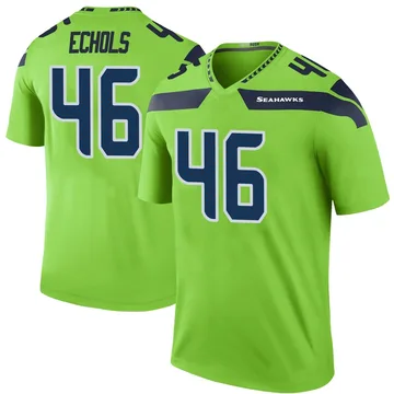 Men's Power Echols Seattle Seahawks Legend Green Color Rush Neon Jersey